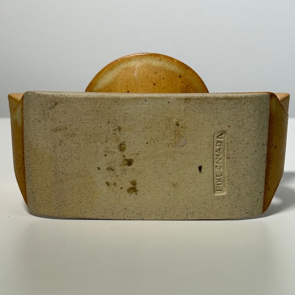 Vintage !970s MCM Minimalist Extruded Pottery Candle Holder Pike Canada Signed - Picture 6 of 7